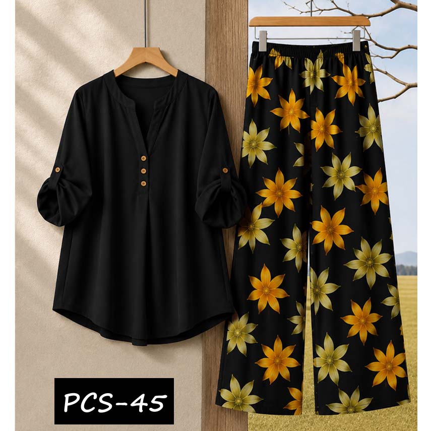 Binara Printed Western Shirt Style 2-Pcs Stiched Co-Ord Set. PCS-45