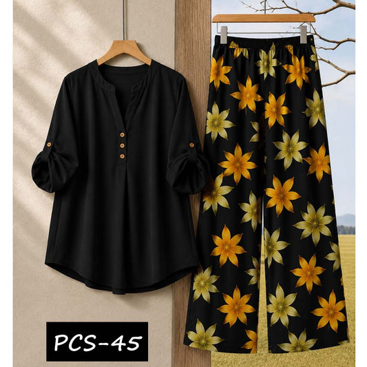 Binara Printed Western Shirt Style 2-Pcs Stiched Co-Ord Set. PCS-45