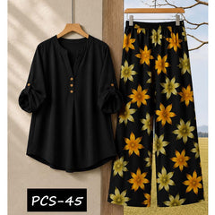 Binara Printed Western Shirt Style 2-Pcs Stiched Co-Ord Set. PCS-45