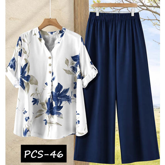Binara Printed Western Shirt Style 2-Pcs Stiched Co-Ord Set. PCS-46