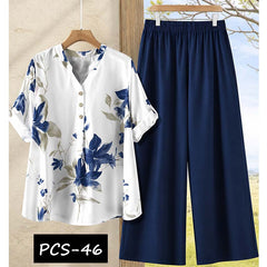 Binara Printed Western Shirt Style 2-Pcs Stiched Co-Ord Set. PCS-46