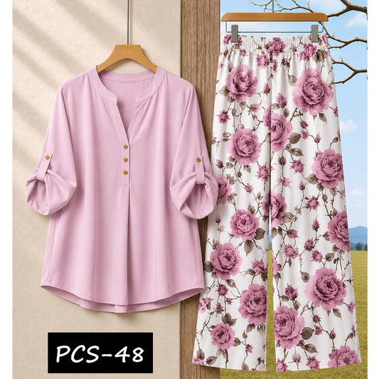 Binara Printed Western Shirt Style 2-Pcs Stiched Co-Ord Set. PCS-48