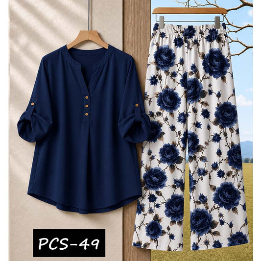 Binara Printed Western Shirt Style 2-Pcs Stiched Co-Ord Set. PCS-49