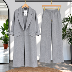 Long Trench Coat Style 2-Pcs Winter Co-Ord Set. WWTS-08 V2