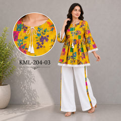 Western Printed Lawn Contrast Style 2-Pcs Stiched Co-Ord Set. KML-204