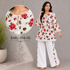 Western Printed Lawn Contrast Style 2-Pcs Stiched Co-Ord Set. KML-204