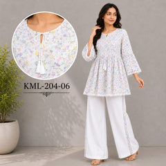 Western Printed Lawn Contrast Style 2-Pcs Stiched Co-Ord Set. KML-204
