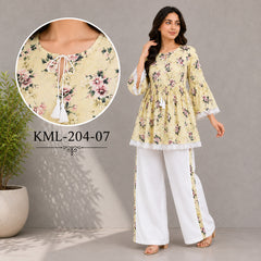 Western Printed Lawn Contrast Style 2-Pcs Stiched Co-Ord Set. KML-204