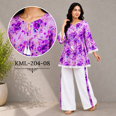 Western Printed Lawn Contrast Style 2-Pcs Stiched Co-Ord Set. KML-204