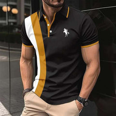 Dry-Fit 3D Stripe Printed Style Half-Sleeve Polo Summer Tshirt. MS3DP-12