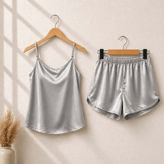 Imported Cami Style 2-Pcs Silk Nightsuit. (Camisole+Short)