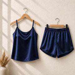 Imported Cami Style 2-Pcs Silk Nightsuit. (Camisole+Short)
