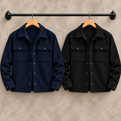 Bundle Of 2 4-Pocket Collar Style Casual Fleece Winter Button Overshirt. MWJ-401 V5