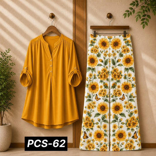 Binara Printed Western Shirt Style 2-Pcs Stiched Co-Ord Set. PCS-62
