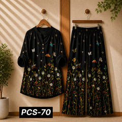 Binara Printed Western Shirt Style 2-Pcs Stiched Co-Ord Set. PCS-70