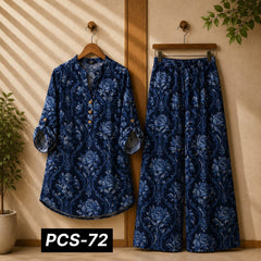 Binara Printed Western Shirt Style 2-Pcs Stiched Co-Ord Set. PCS-72