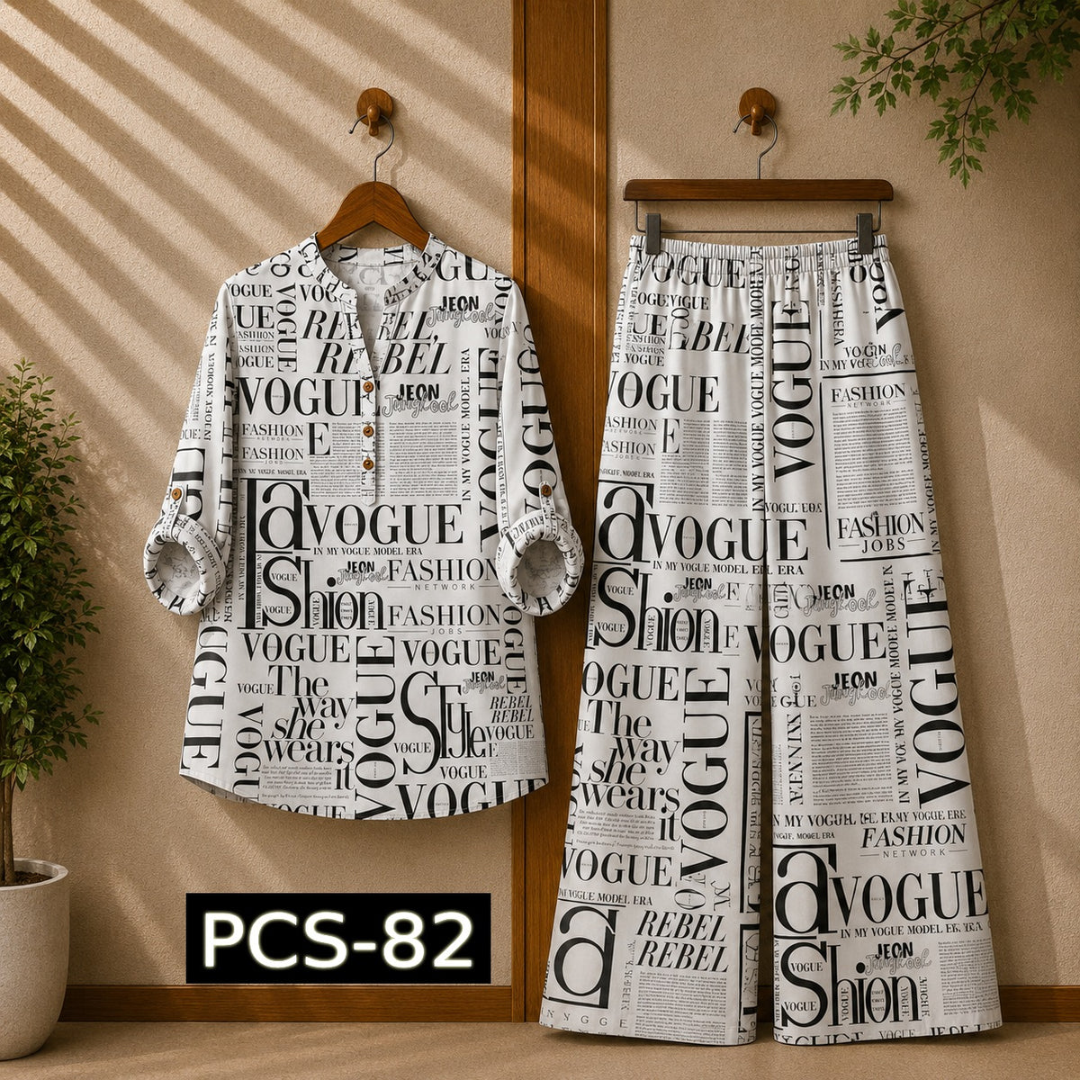 Binara Printed Western Shirt Style 2-Pcs Stiched Co-Ord Set. PCS-82