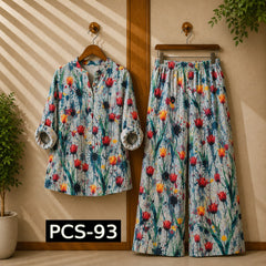 Binara Printed Western Shirt Style 2-Pcs Stiched Co-Ord Set. PCS-93
