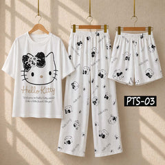 Funky Printed 3-Pcs Summer Launge & Night Wear Suit.