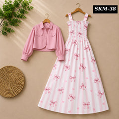 Short Koti & Printed Smoky Maxi Style Western 2-Pcs Stiched Suit. SKM-38