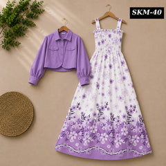 Short Koti & Printed Smoky Maxi Style Western 2-Pcs Stiched Suit. SKM-40