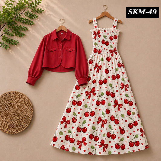 Short Koti & Printed Smoky Maxi Style Western 2-Pcs Stiched Suit. SKM-49