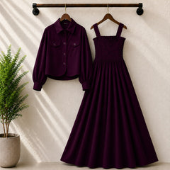Short Koti & Smoky Maxi Style Western 2-Pcs Stiched Suit.