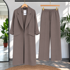 Long Trench Coat Style 2-Pcs Winter Co-Ord Set. WWTS-08 V2