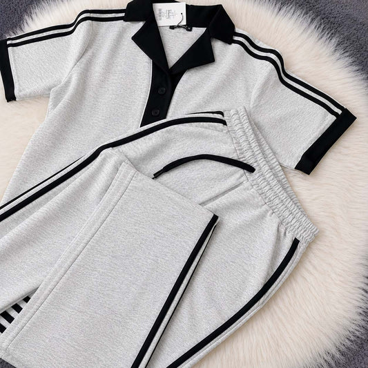 Contrast Collar Style Western 2-Pcs Summer Dry-Fit Tracksuit For Her. WSTS-01