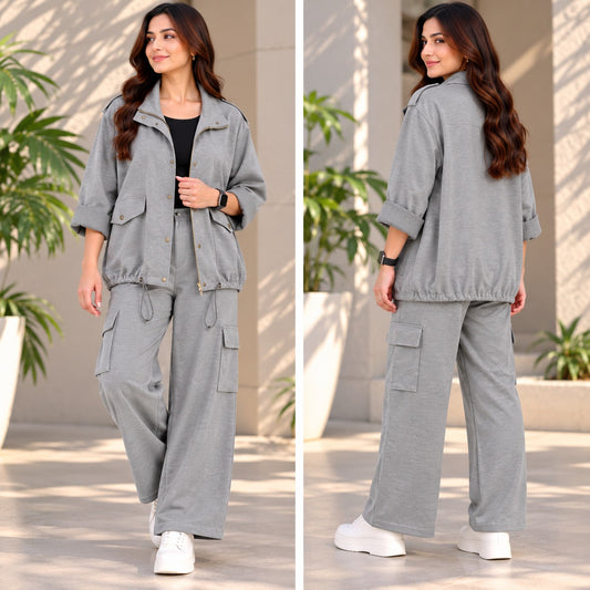 Women's Bolenzo 6-Pocket Cargo Style 2-Pcs Winter Co-Ord Set. WWTS-59