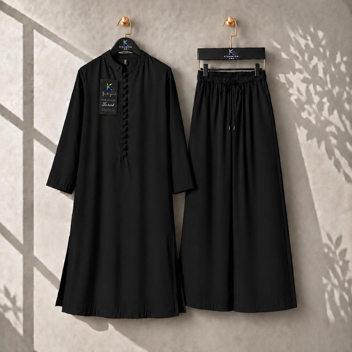 Karizma Solid Long Shirt & Plazo Style 2-Pcs Stiched Co-Ord Set.