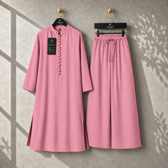 Karizma Solid Long Shirt & Plazo Style 2-Pcs Stiched Co-Ord Set.