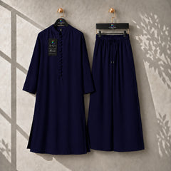 Karizma Solid Long Shirt & Plazo Style 2-Pcs Stiched Co-Ord Set.