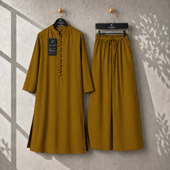 Karizma Solid Long Shirt & Plazo Style 2-Pcs Stiched Co-Ord Set.
