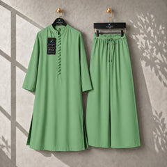 Karizma Solid Long Shirt & Plazo Style 2-Pcs Stiched Co-Ord Set.