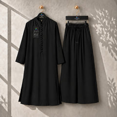 Karizma Solid Long Shirt & Plazo Style 2-Pcs Stiched Co-Ord Set.