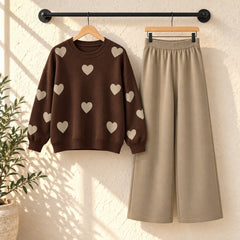 Heart Printed Sweat Style Premium Quality 2-Pcs Winter Tracksuit For Her. WWTS-20 V2
