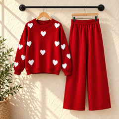 Heart Printed Sweat Style Premium Quality 2-Pcs Winter Tracksuit For Her. WWTS-20 V2