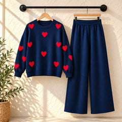 Heart Printed Sweat Style Premium Quality 2-Pcs Winter Tracksuit For Her. WWTS-20 V2