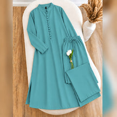 Karizma Solid Long Shirt & Plazo Style 2-Pcs Stiched Co-Ord Set. V2