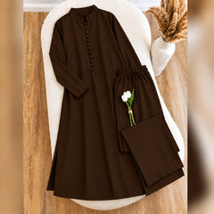 Karizma Solid Long Shirt & Plazo Style 2-Pcs Stiched Co-Ord Set. V2