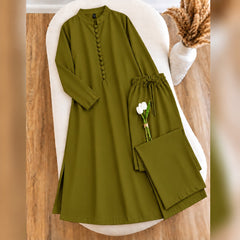 Karizma Solid Long Shirt & Plazo Style 2-Pcs Stiched Co-Ord Set. V2