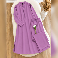 Karizma Solid Long Shirt & Plazo Style 2-Pcs Stiched Co-Ord Set. V2