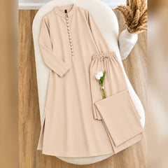Karizma Solid Long Shirt & Plazo Style 2-Pcs Stiched Co-Ord Set. V2