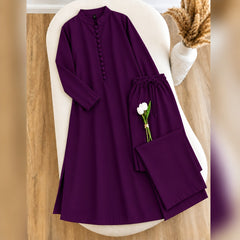 Karizma Solid Long Shirt & Plazo Style 2-Pcs Stiched Co-Ord Set. V2