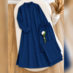 Karizma Solid Long Shirt & Plazo Style 2-Pcs Stiched Co-Ord Set. V2