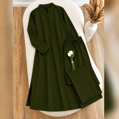 Karizma Solid Long Shirt & Plazo Style 2-Pcs Stiched Co-Ord Set. V2