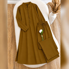 Karizma Solid Long Shirt & Plazo Style 2-Pcs Stiched Co-Ord Set. V2
