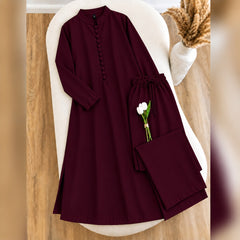 Karizma Solid Long Shirt & Plazo Style 2-Pcs Stiched Co-Ord Set. V2