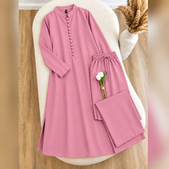 Karizma Solid Long Shirt & Plazo Style 2-Pcs Stiched Co-Ord Set. V2
